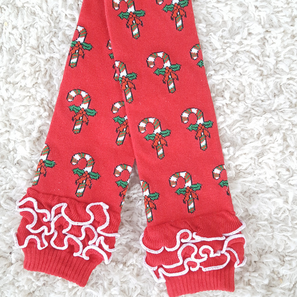 Candy Cane Christmas Leg Warmers For Baby Girls - Picture 1 of 1